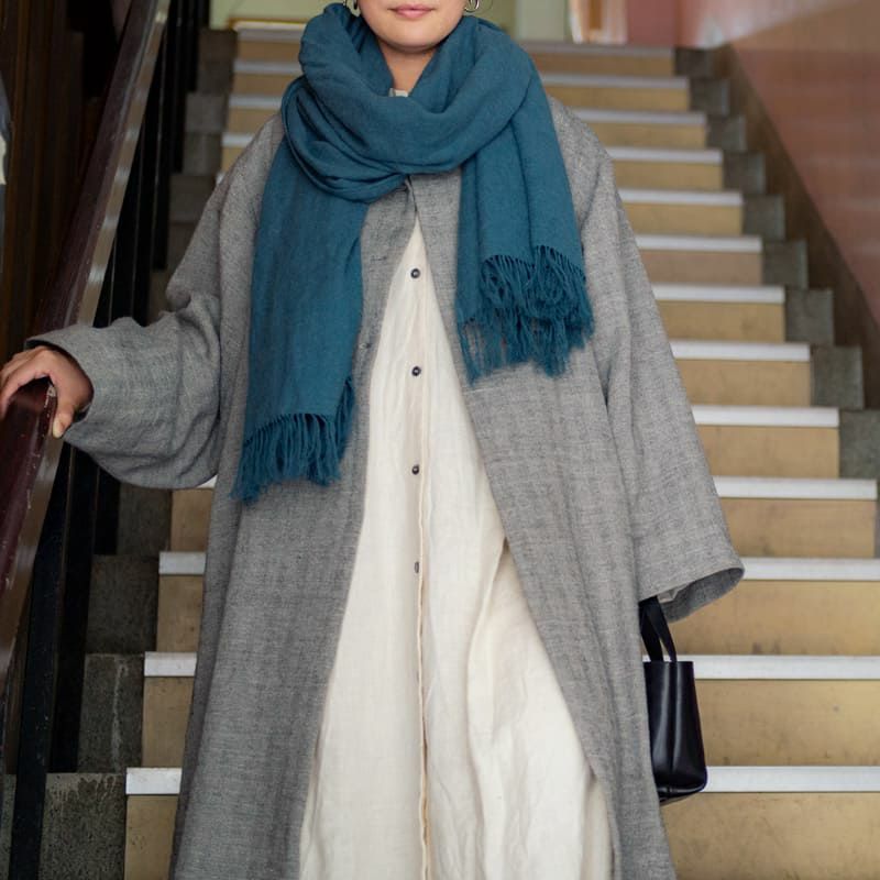 シェットランド ウールリネン ヘリンボン リネンウール リネン生地 布 冬