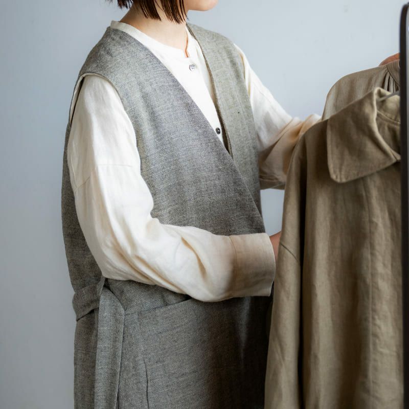 シェットランド ウールリネン ヘリンボン リネンウール リネン生地 布 冬