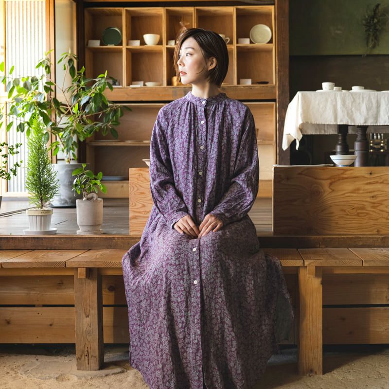 リバティプリント エディナム・シャドウで作ったワンピース 生地の森