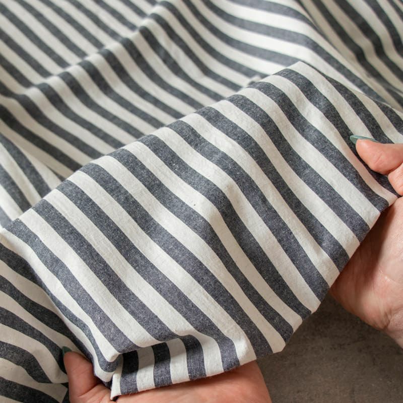 先染め 綿麻 ウェザー モノストライプ  コットンリネン生地 生地の森