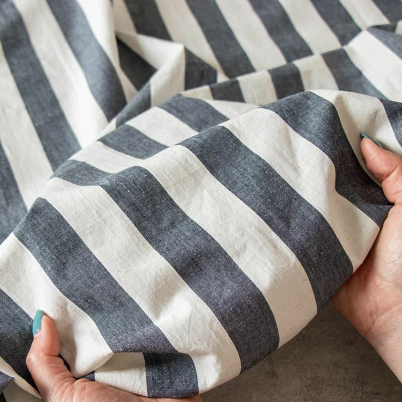 先染め 綿麻 ウェザー モノストライプ  コットンリネン生地 生地の森