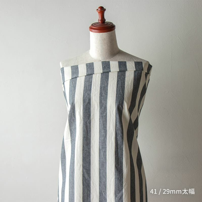 先染め 綿麻 ウェザー モノストライプ  コットンリネン生地 生地の森