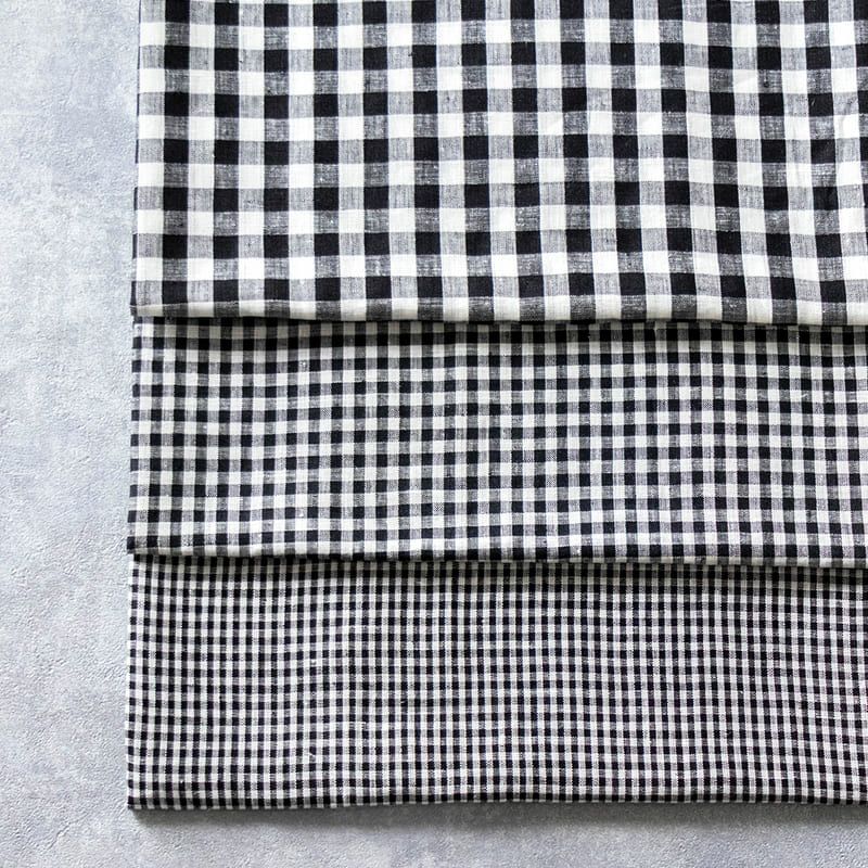 先染め リネン 60番手 モノギンガム  リネン生地 チェック柄 生地の森