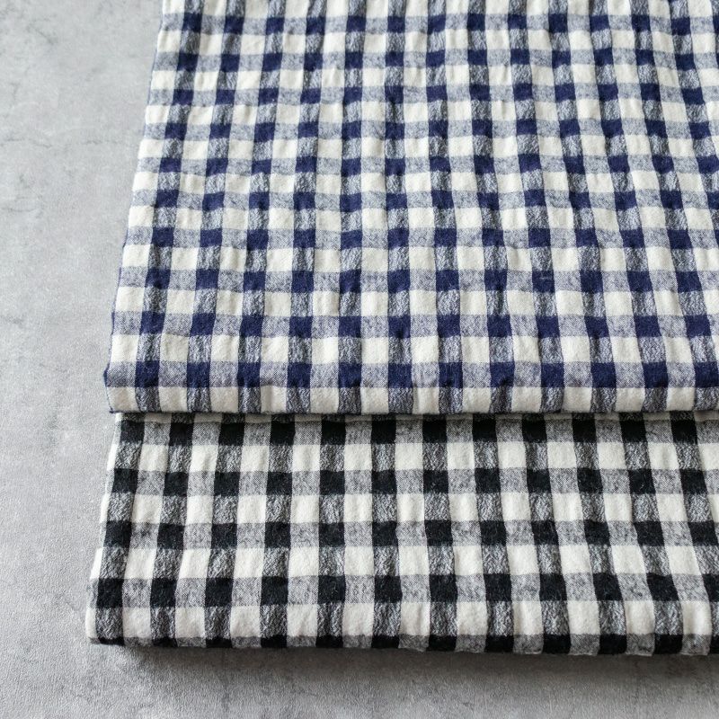 先染め綿麻ウールシャギーギンガムチェック コットンリネン 生地の森