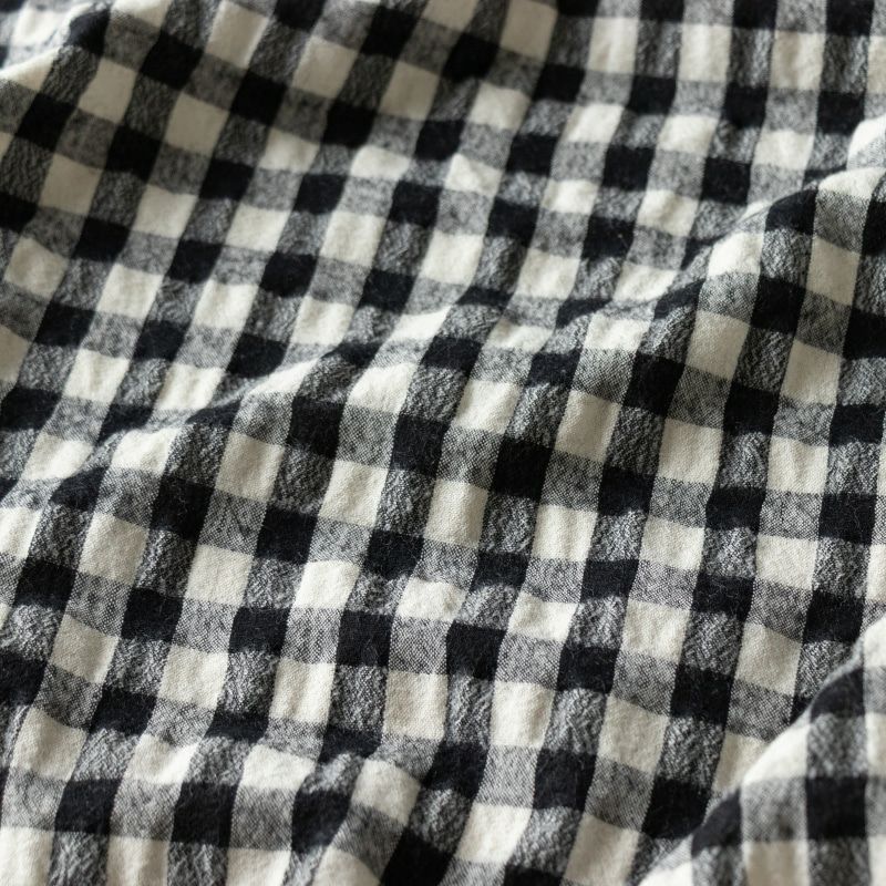 先染め綿麻ウールシャギーギンガムチェック コットンリネン 生地の森