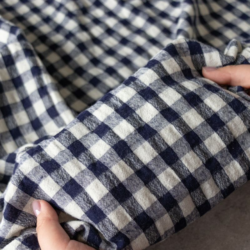 先染め綿麻ウールシャギーギンガムチェック コットンリネン 生地の森