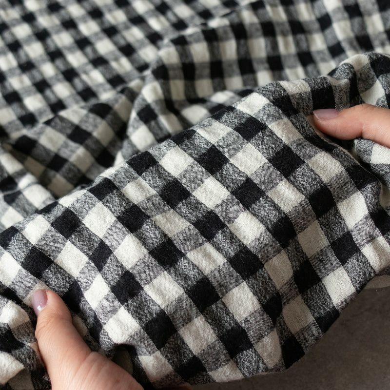 先染め綿麻ウールシャギーギンガムチェック コットンリネン 生地の森