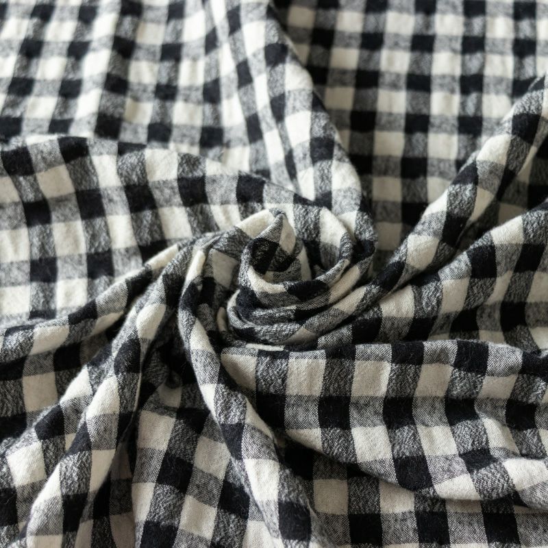 先染め綿麻ウールシャギーギンガムチェック コットンリネン 生地の森