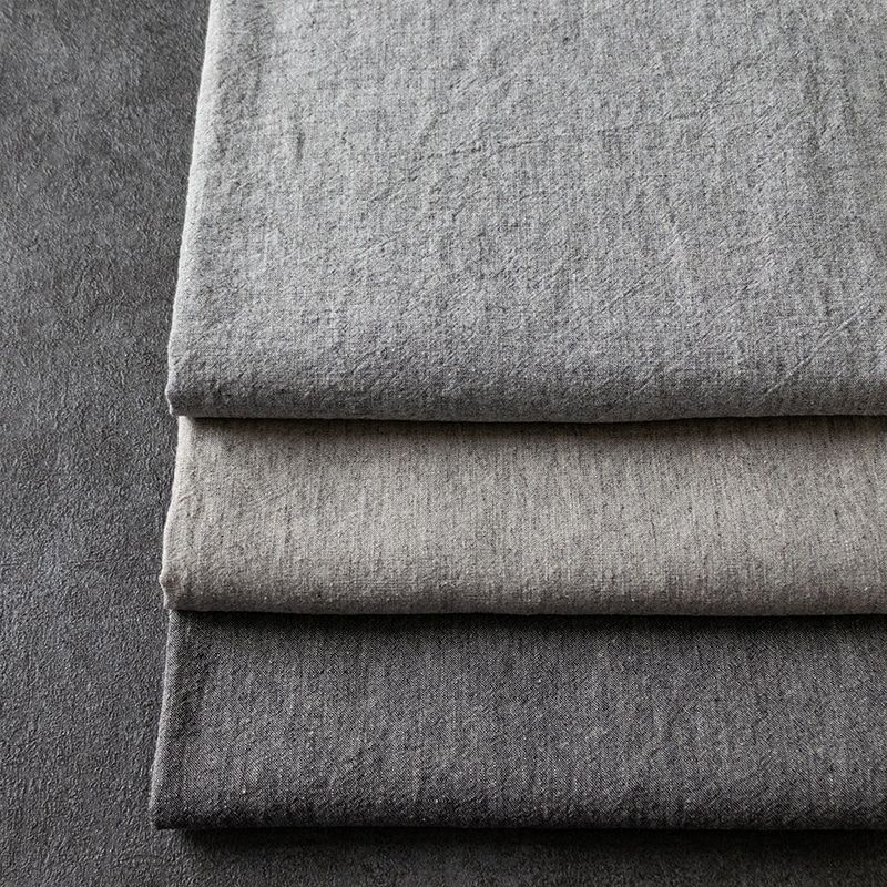 平織りラミーリネントップ25番手 杢グレー 生地の森